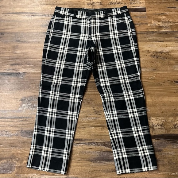 Banana Republic Pants - Banana Republic Black White Tan Plaid Women's Capri Cropped Ankle Pants Trousers